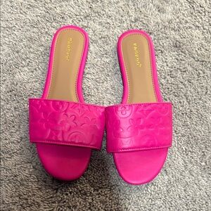 BAMBOO Pink Quilted Slide Sandals